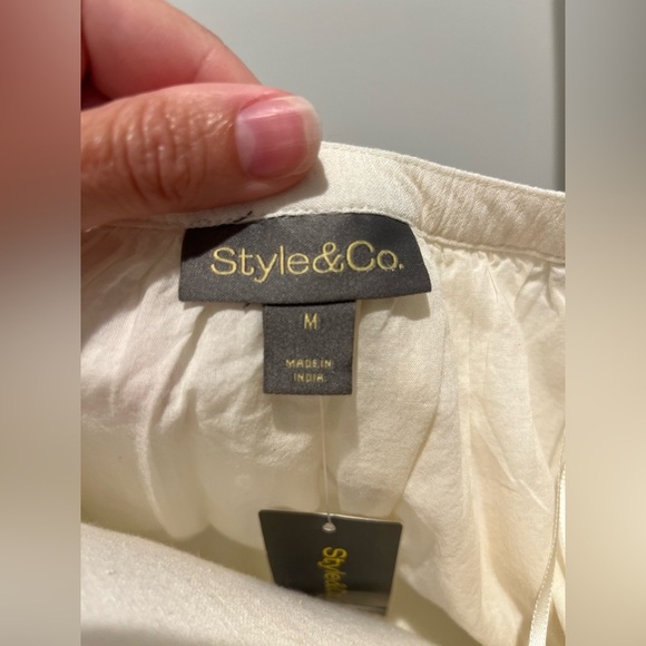 Style & Co Tulip v-neck lace trim tier a-line midi dress embroidered medium NEW - Picture 9 of 10